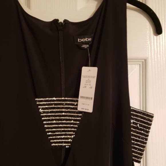 Bebe Cut Out Rhinestone Embellished LBD BNWT - Picture 11 of 11
